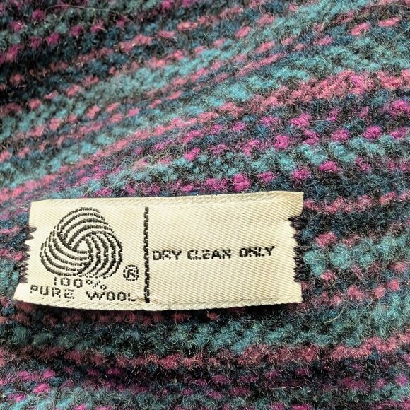 Wool long winter coat in purple, blue, and navy -- medium - Picture 8 of 13